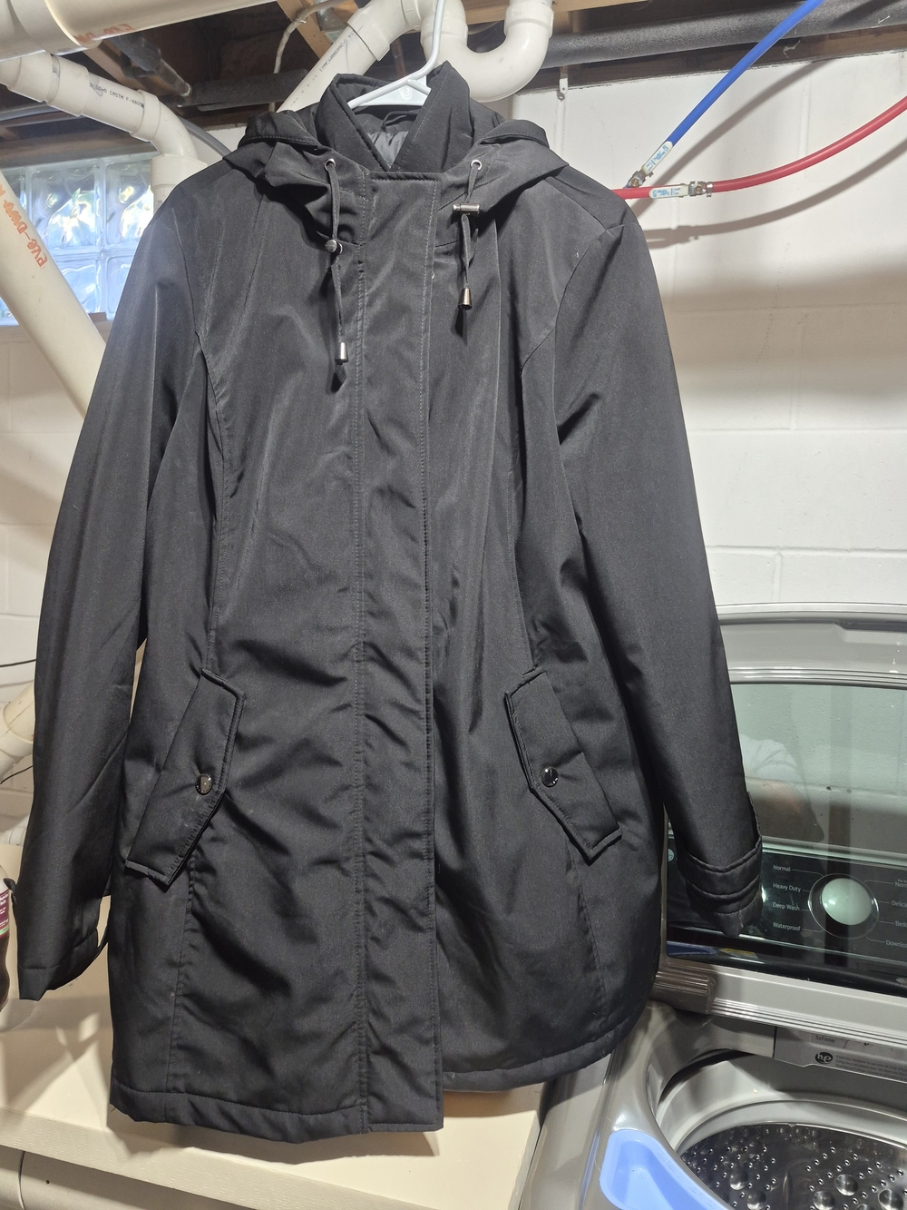 Women's Black Hooded Water-Resistant Jacket